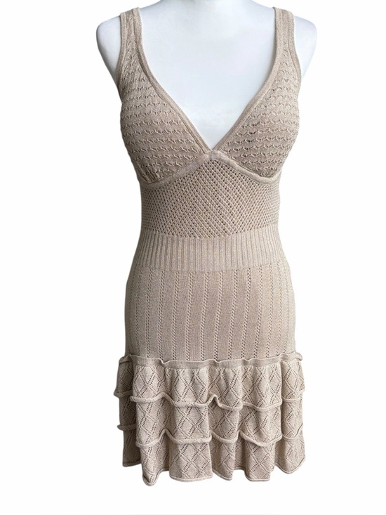 XOXO Dresses & Skirts - XOXO Neutral Knit V-Neck Dress in Beige Size M